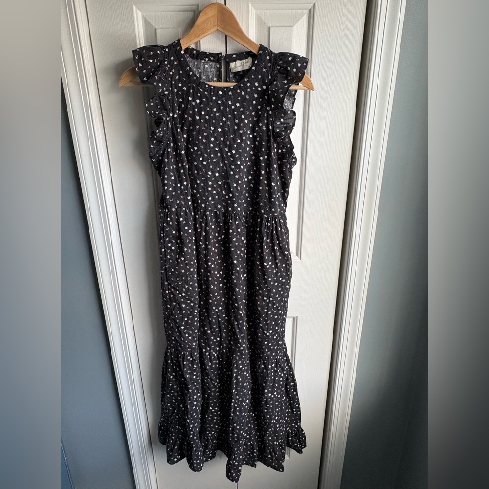 Universal Thread Womens Black Floral Sleeveless Maxi Dress Boho Prairie Size M